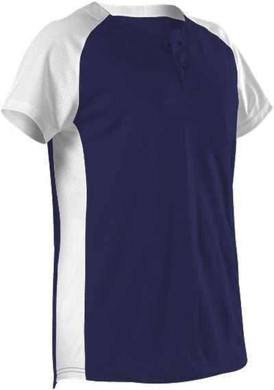 Alleson Athletic 522PDWG Girl's Two Button Fastpitch Jersey - Navy White