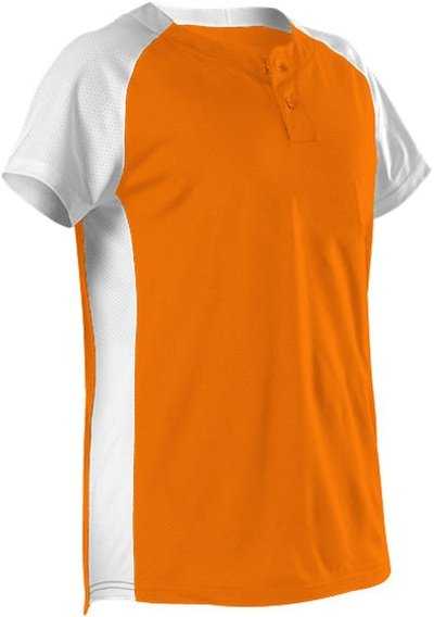 Alleson Athletic 522PDWG Girl's Two Button Fastpitch Jersey - Orange White