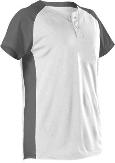 Alleson Athletic 522PDWG Girl's Two Button Fastpitch Jersey - White Charcoal