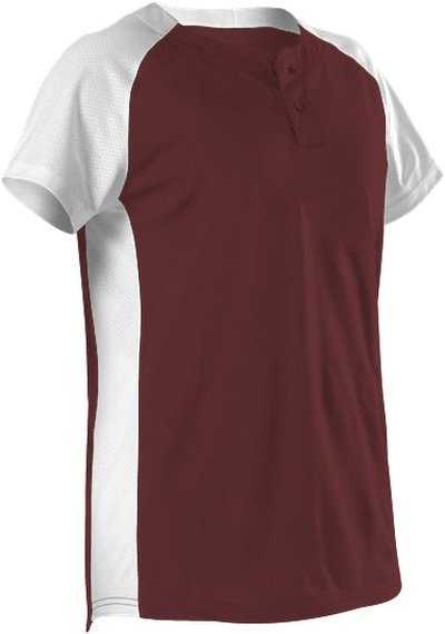 Alleson Athletic 522PDW Women's Two Button Fastpitch Jersey - Maroon White