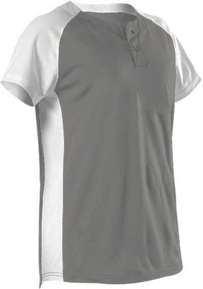 Alleson Athletic 522PDW Women's Two Button Fastpitch Jersey - Silver White