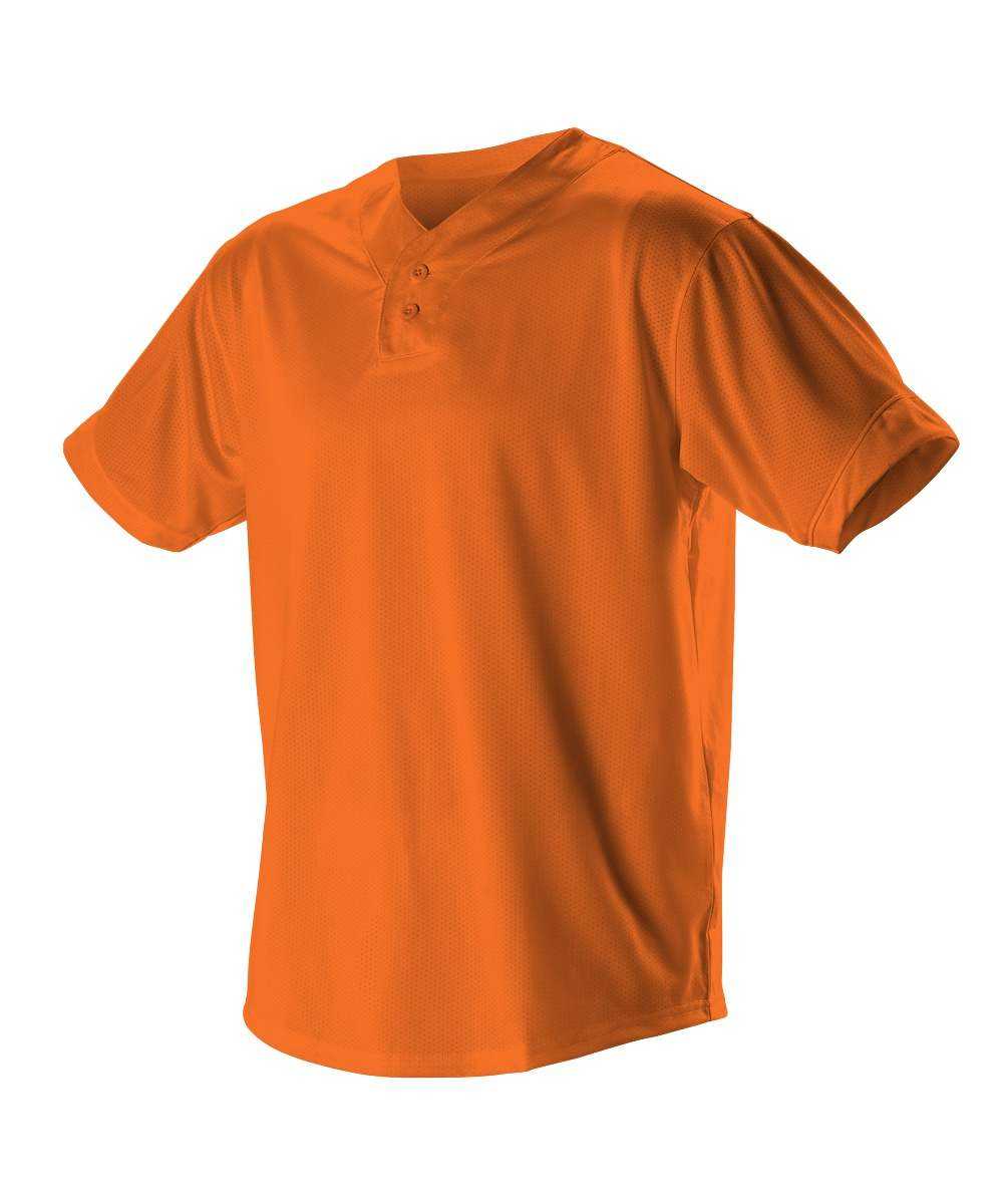 Alleson Athletic 52MTHJY Youth Two Button Mesh Baseball Jersey with Piping - Orange White