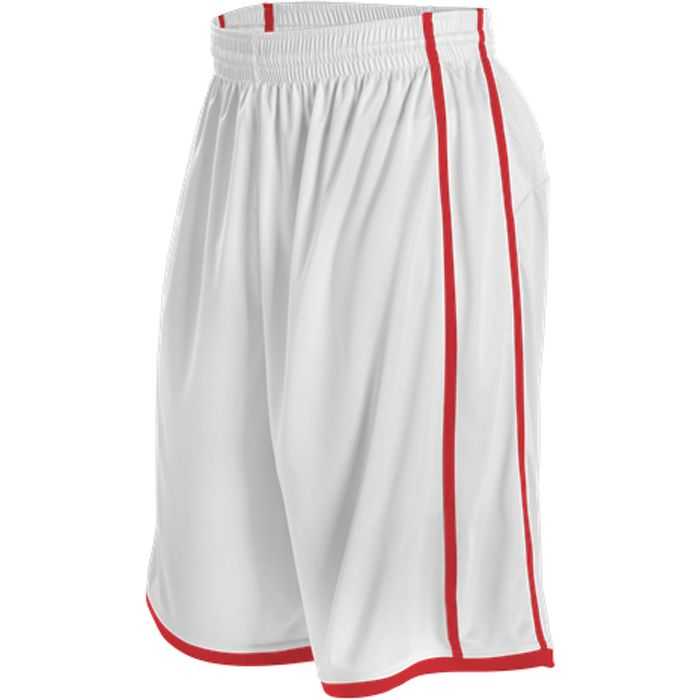 Alleson Athletic 535P Adult Basketball Short - White Scarlet