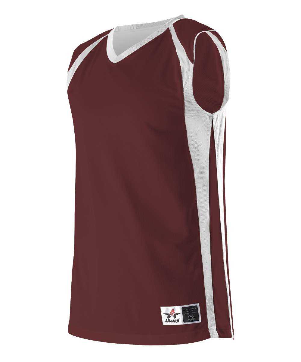 Alleson Athletic 54MMRY Youth Reversible Basketball Jersey - Maroon White