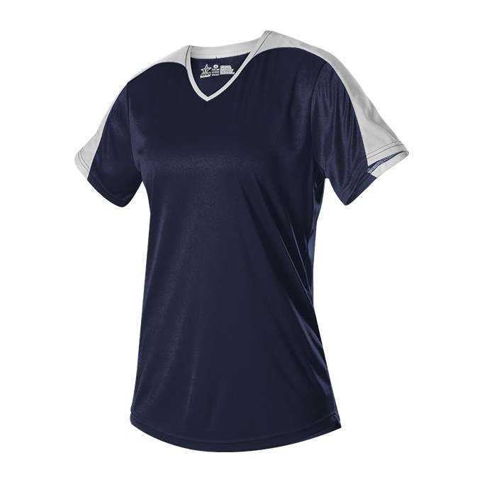 Alleson Athletic 558VG Girls V Neck Fastpitch Jersey - Navy White