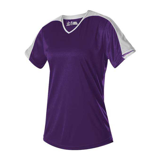 Alleson Athletic 558VW Womens V Neck Fastpitch Jersey - Purple White