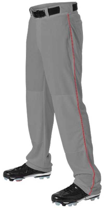 Alleson Athletic 605WLB Adult Baseball Pant with Braid - Charcoal Scarlet