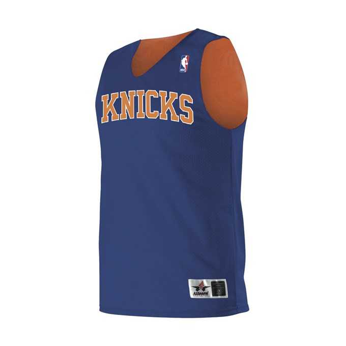 Alleson Athletic A115LY Youth NBA Logo'd Reversible Jersey - Royal Burnt Orange New York Knicks