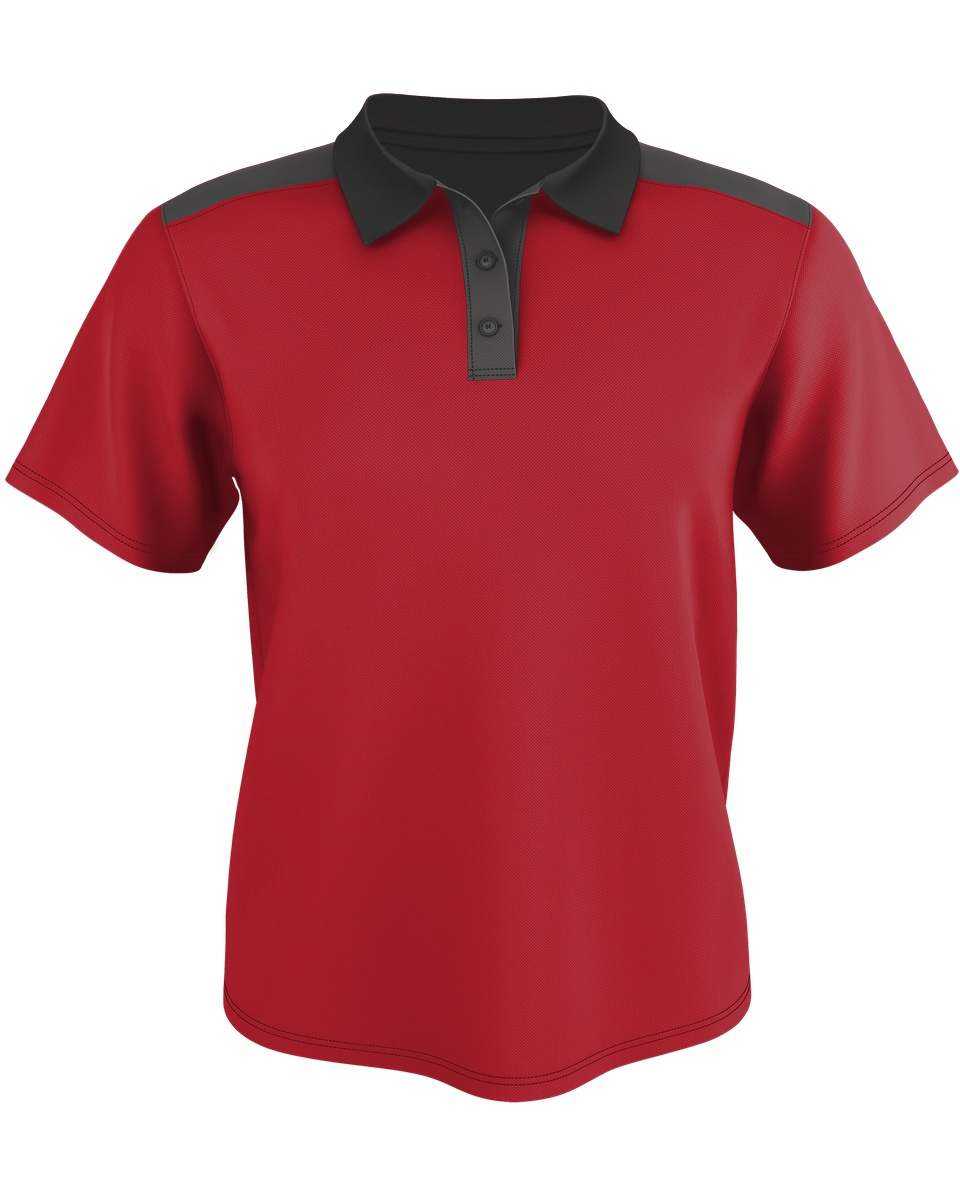 Alleson Athletic GPL6 Adult Color Block Gameday Basic Polo - Red Charcoal Solid