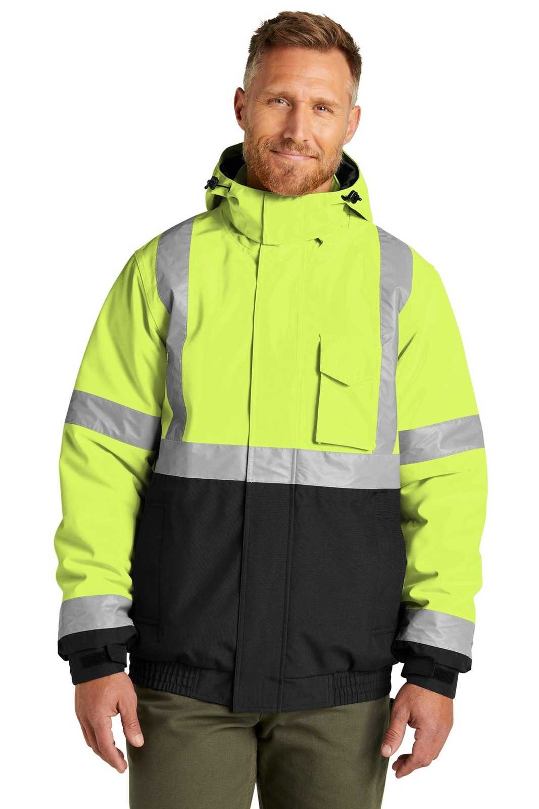 CornerStone CSJ500 Ansi 107 Class 3 Economy Waterproof Insulated Bomber  Jacket - Safety Yellow