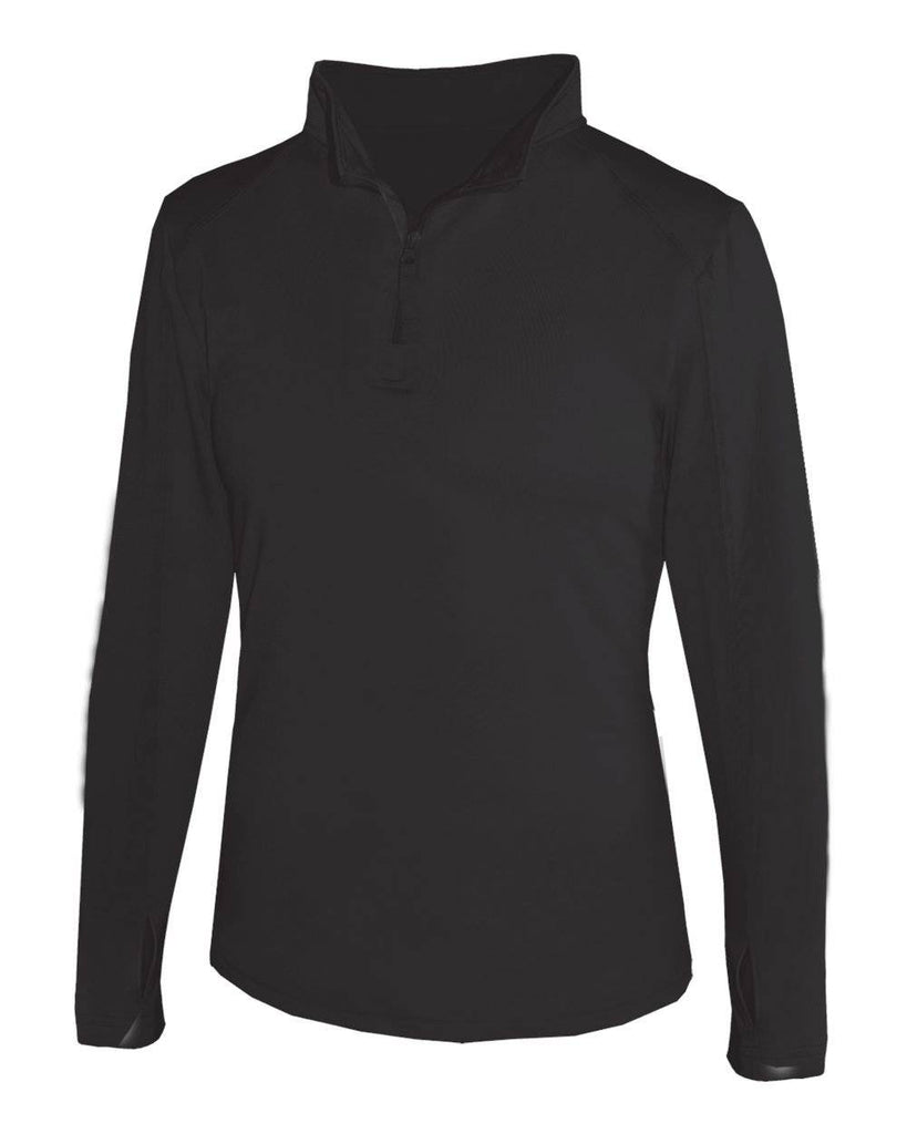 Badger 4286 1/4 Zip Ladies Lightweight Pullover - Black | HIT A Double