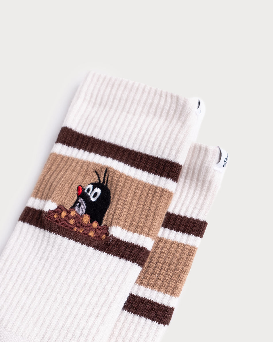 L&L – Maulwurf Huh? – '90 Sport Socks cream/dark-brown Size: 23-28