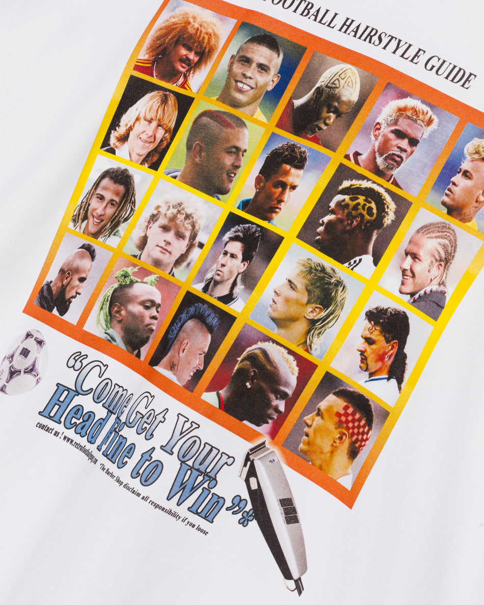 TPG – Retro Football Gang Football Hairstyle Guide – T-Shirt white