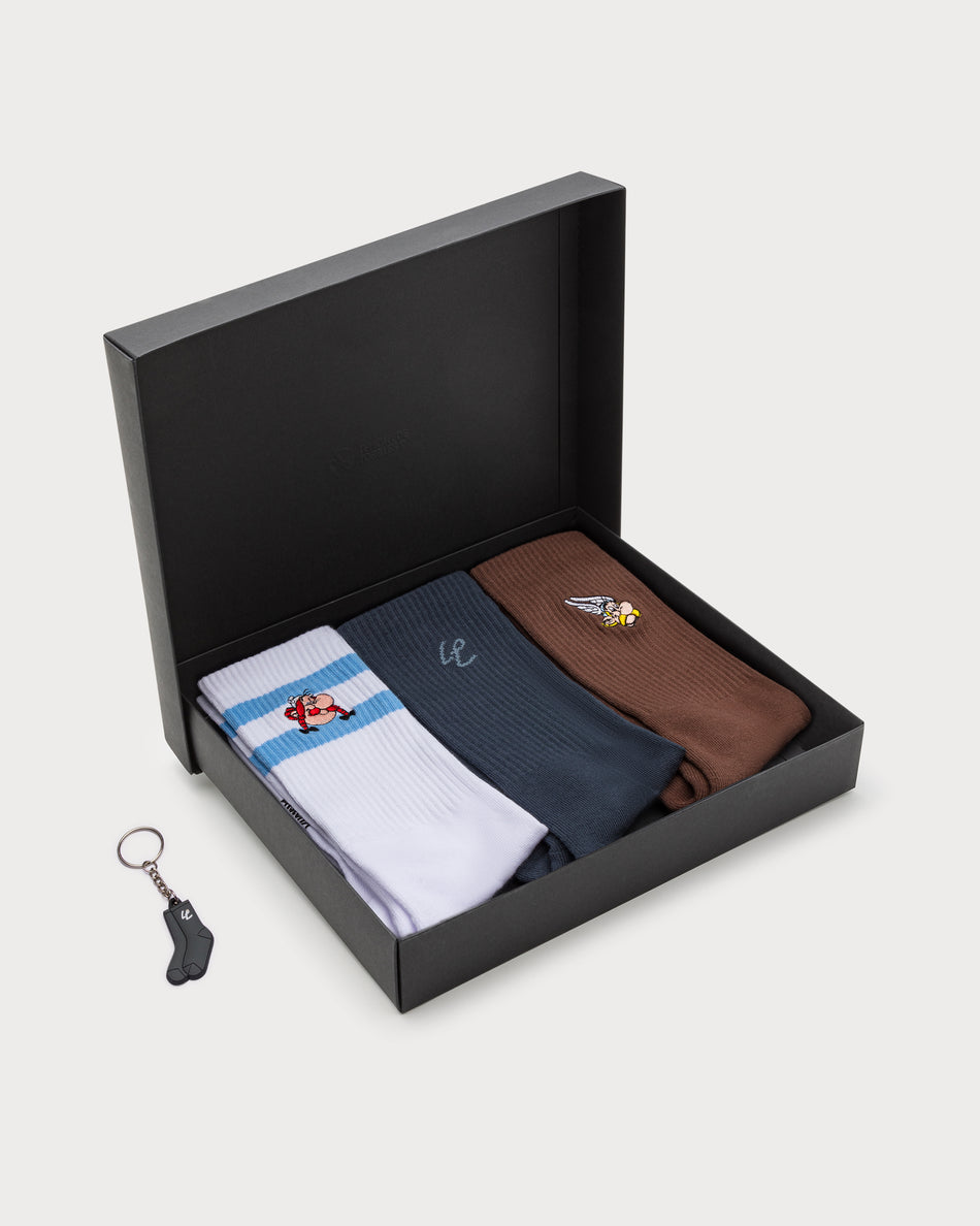 L&L – Astérix & Essentials Sport Socks – Box Set white/brown/navy