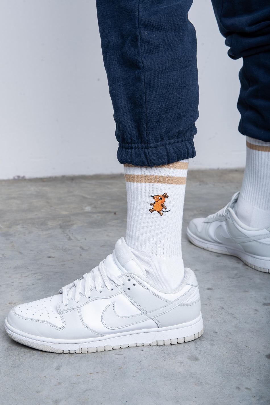 L&L – Maus Stripes – '90 Sport Socks white