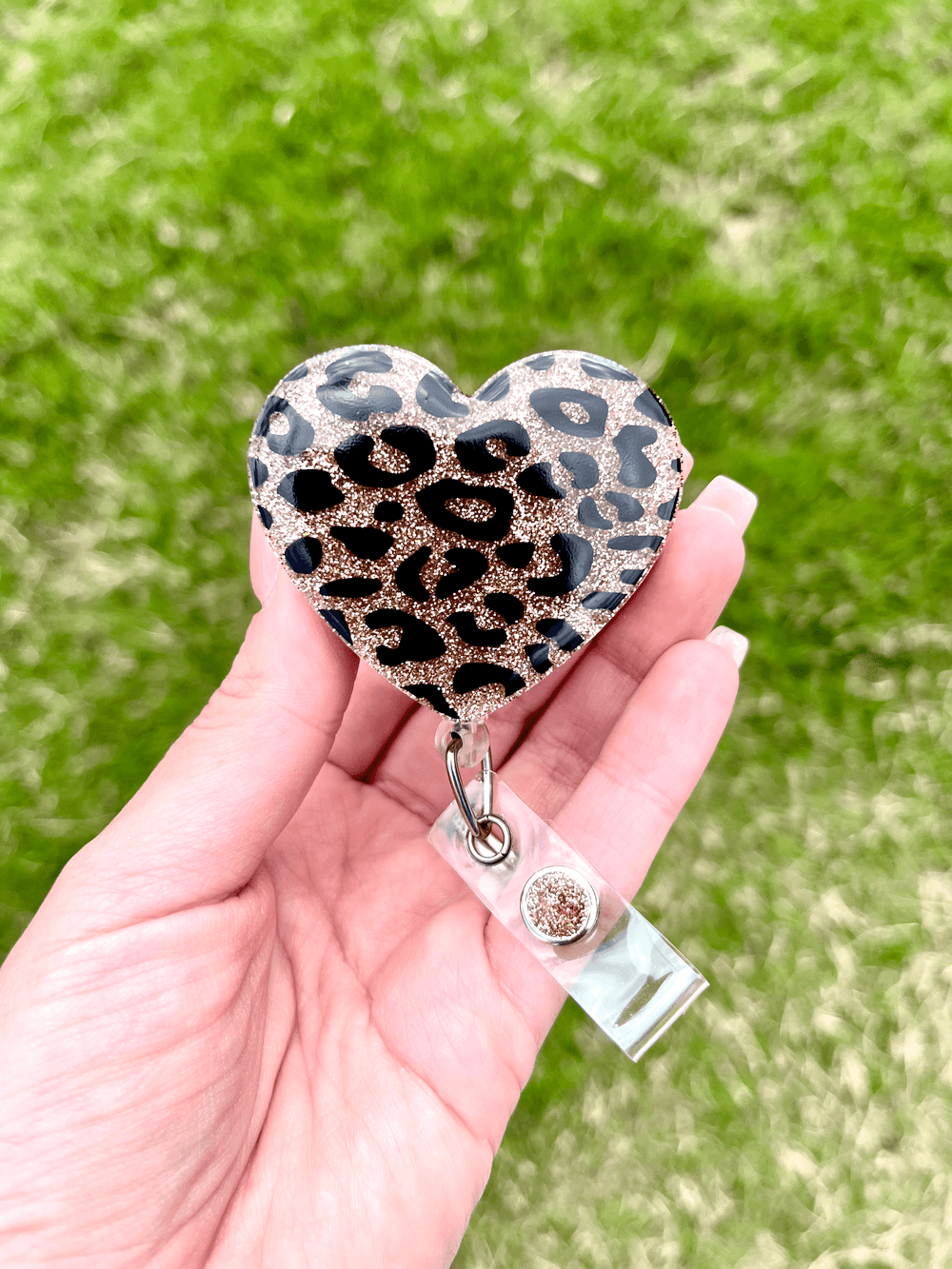 Rainbow Leopard Heart Badge