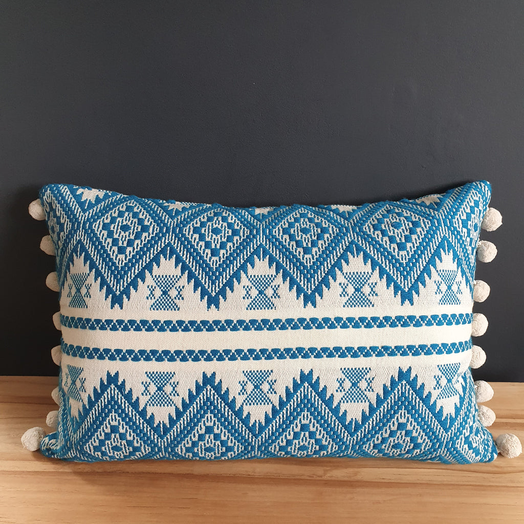 Pom Pom Cushion 45x45 cm, Blue - ByON @ RoyalDesign