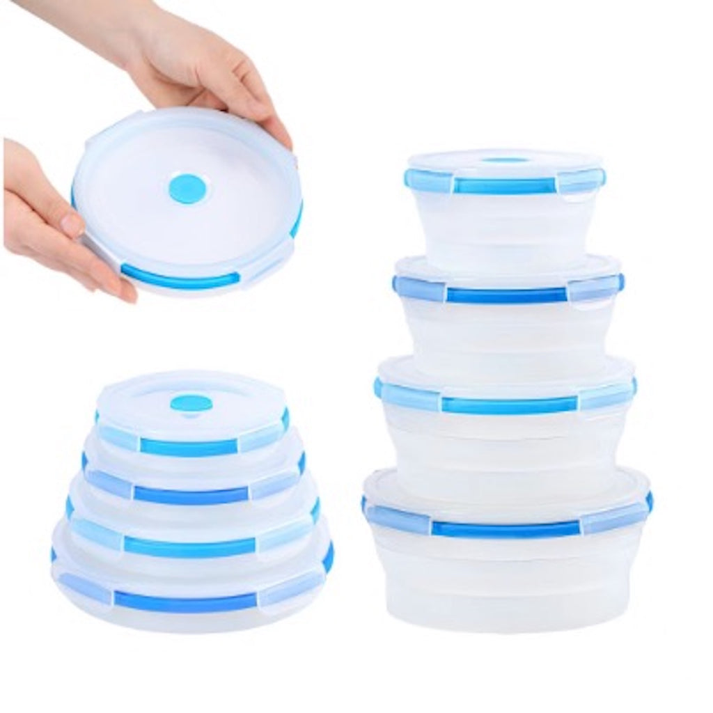 3 Colors Of Foldable Silicone Food Storage Container With Lid