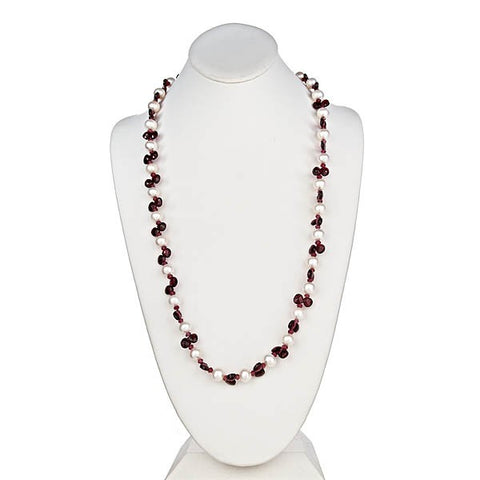 pearl and garnet briolle necklace by mina d jewelry