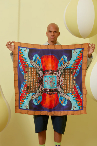 Henrik Vibskov 'Boxing Silk Scarf' – Boxing Ring Collage