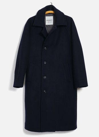 Hansen 'Sigurd Long Lined Wool Coat' – Solid Blue