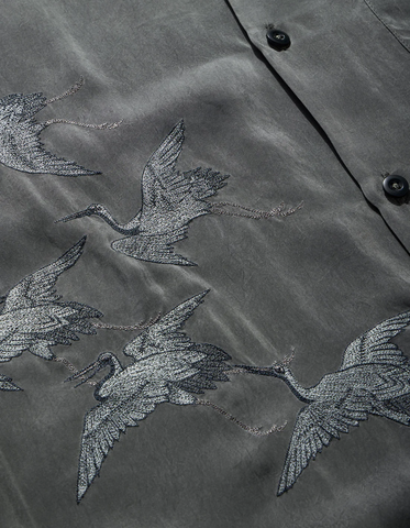 Maharishi '4508 Flying Cranes Shirt' – Charcoal