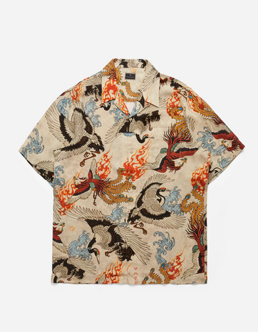 Maharishi '4509 Peace Cranes Camp Shirt' – Ecru