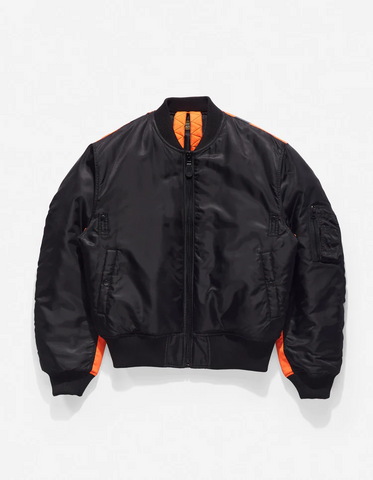 Maharishi 'Hi-Vis MA-1 Flight Jacket' – Black / Neon Orange