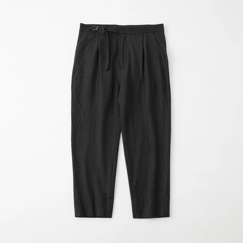White Mountaineering 'Tweed wide tapered Belted Pants' - Charcoal