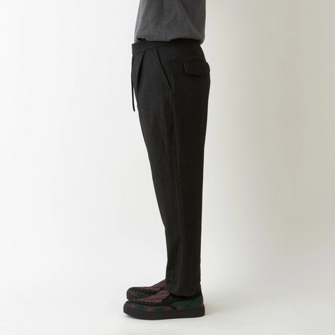 White Mountaineering 'Tweed wide tapered Belted Pants' - Charcoal