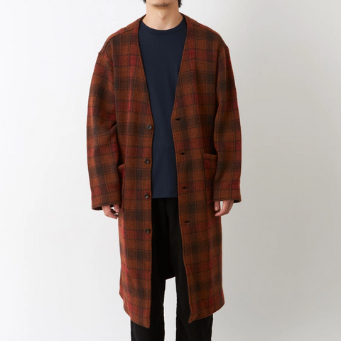 White Mountaineering 'Check Knit Gown' - Brown