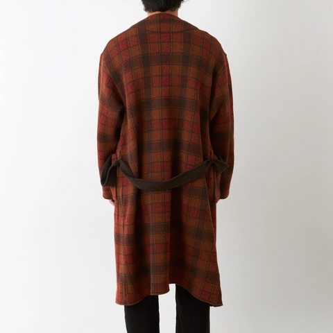White Mountaineering 'Check Knit Gown' - Brown
