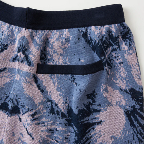 White Mountaineering 'Jungle Pattern Knit Shorts' – Navy / Pink