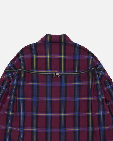 FACETASM 'Zipped Check Shirt' – Navy / Burgundy