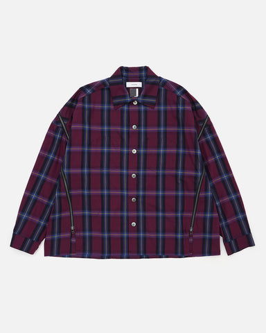 FACETASM 'Zipped Check Shirt' – Navy / Burgundy