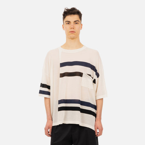 AMBUSH® 'Stripe Mix Knit T-Shirt' – White