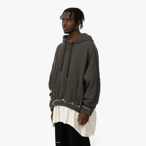 Asparagus 'T-Shirt Layered Hoodie Grey'