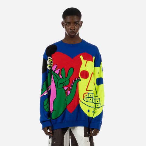 Walter van Beirendonck 'W-Forever Oversized Knit' – Blue