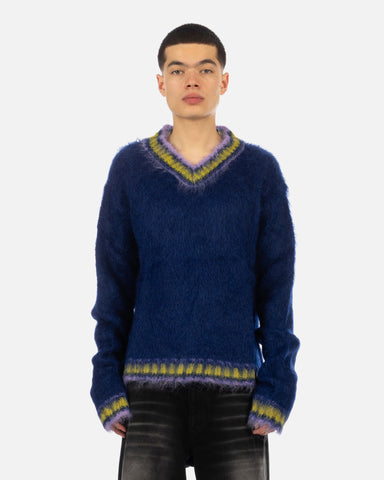 Marni 'V Neck Sweater Mix Yarn Mohair Nylon' – Royal