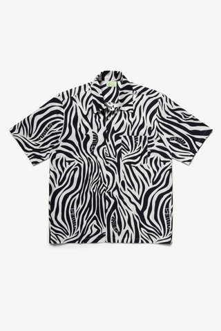Aries 'Zebra Print Hawaiian Shirt' – White