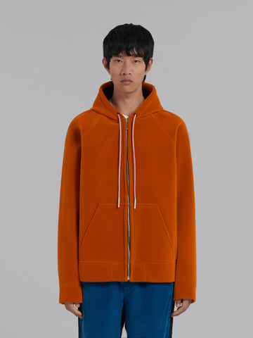 Marni 'Flocked Zipped Hooded Sweatshirt' – Sun Orange