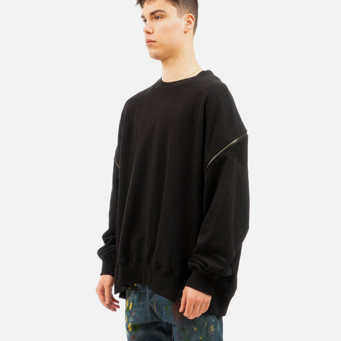 Facetasm 'Zipped Crew Neck Sweatshirt' – Black