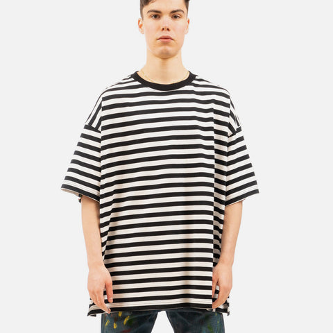 Facetasm 'Striped Rib Big T-Shirt' – Black / White