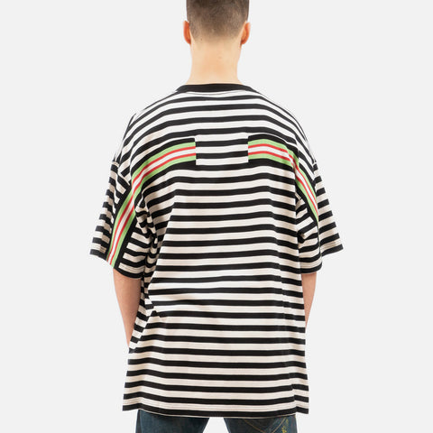Facetasm 'Striped Rib Big T-Shirt' – Black / White