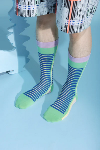 Henrik Vibskov 'Skatergirl Socks' – Green / Pink-Blue