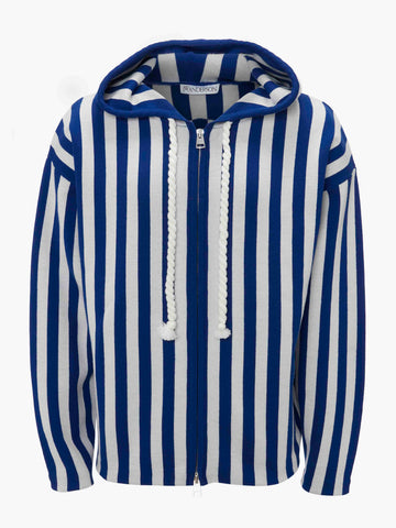 JW Anderson 'Striped Zipped Anchor Hoodie' – Blue / White