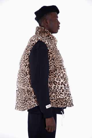 LC23 'Leopard Fur Down Vest' – Brown