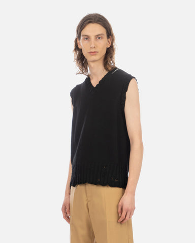 Marni 'Unfinished Edge Sleeveless Sweater' – Black