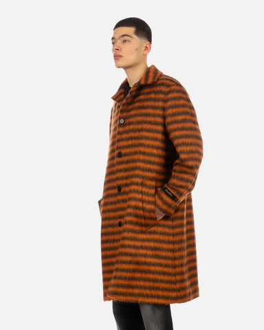 Marni 'Striped Long Mohair Coat – Carrot