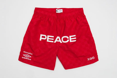 Akomplice x Umbro 'Peace Checkboard Shorts' – Lychee Red